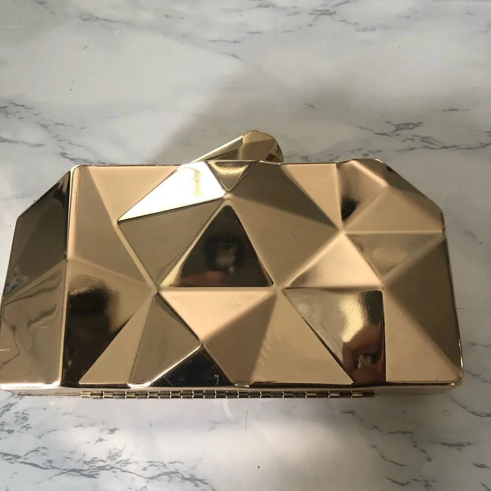 Women’s hard case metal purse clutch black velvet lined - Picture 2 of 6